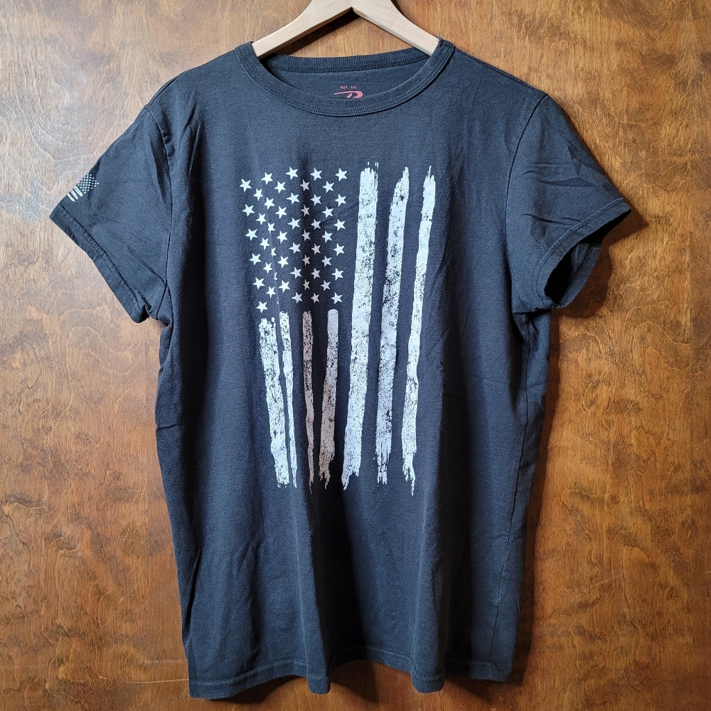 Rothco distress black cotton American flag screen printed tee shirt 2XL